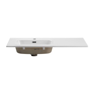 Vasque à encastrer ESSEN 90 cm cuve déportée gauche céramique blanc brillant