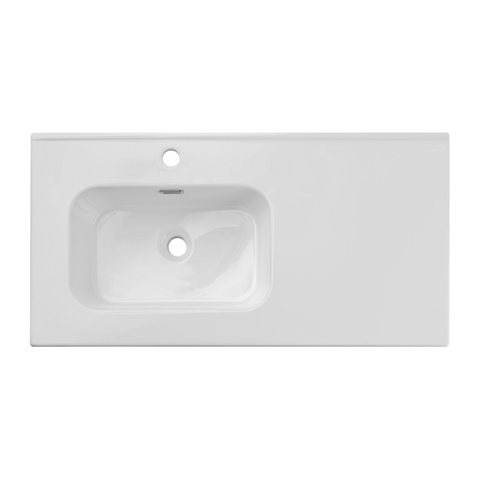 Lavabo da incasso ESSEN 90 cm con vasca spostata a sinistra in ceramica bianco brillante