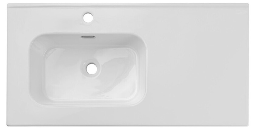 Vasque à encastrer ESSEN 90 cm cuve déportée gauche céramique blanc brillant