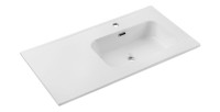Vasque à encastrer ESSEN 90 cm cuve déportée droite céramique blanc brillant