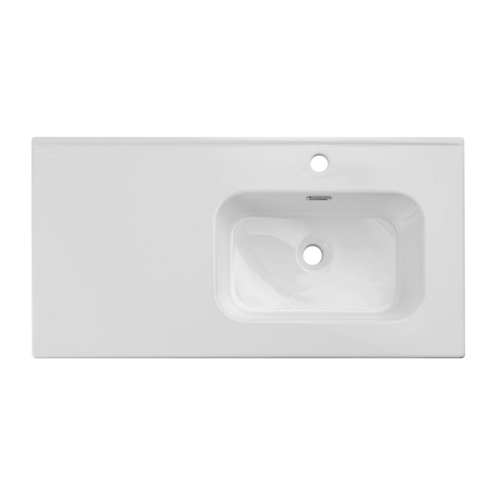 Vasque à encastrer ESSEN 90 cm cuve déportée droite céramique blanc brillant