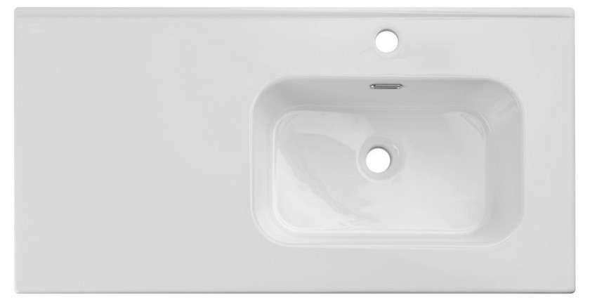 Vasque à encastrer ESSEN 90 cm cuve déportée droite céramique blanc brillant
