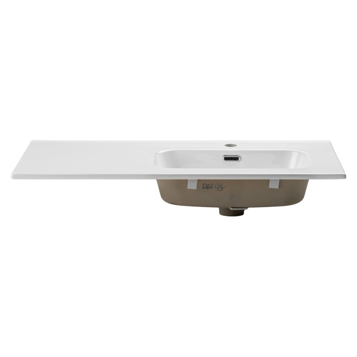 Vasque à encastrer ESSEN 90 cm cuve déportée droite céramique blanc brillant