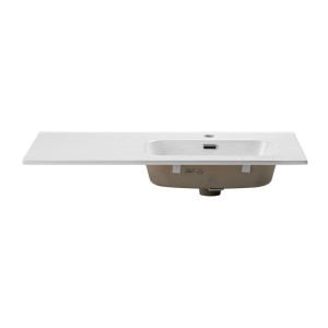 Vasque à encastrer ESSEN 90 cm cuve déportée droite céramique blanc brillant