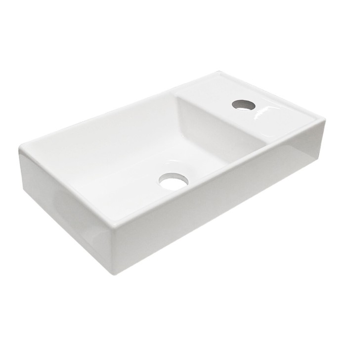 Lavabo da incasso CITY 40 cm compatto in resina minerale bianco lucido