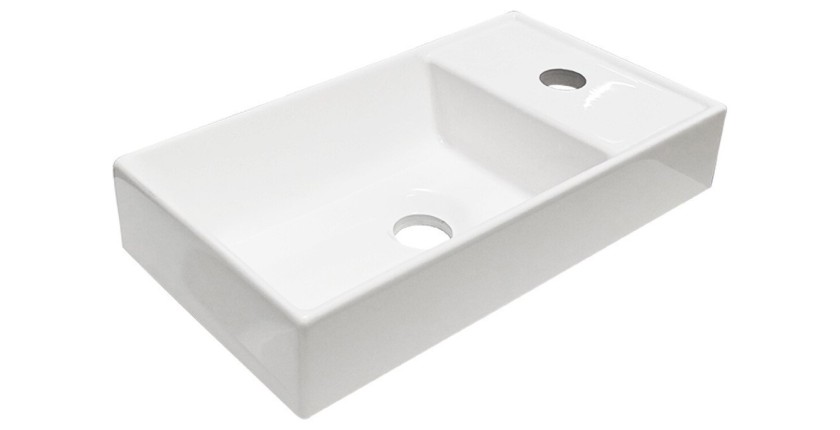 Vasque à encastrer CITY 40 cm compacte résine minérale blanc brillant