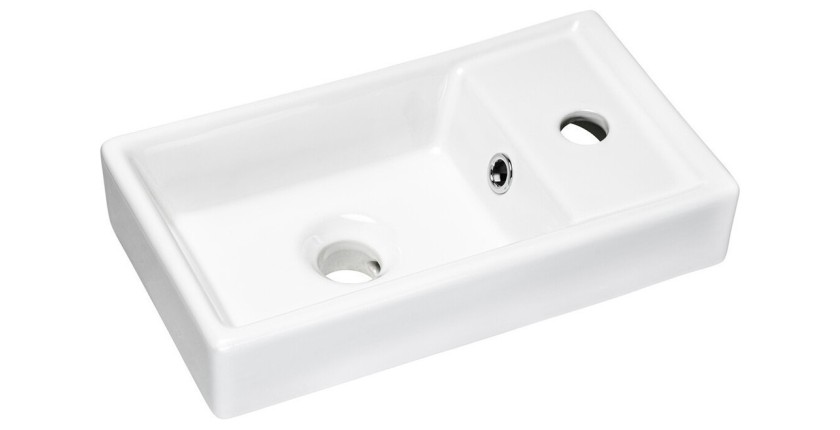 Vasque à encastrer CITY 40 cm compacte céramique blanc brillant design doux