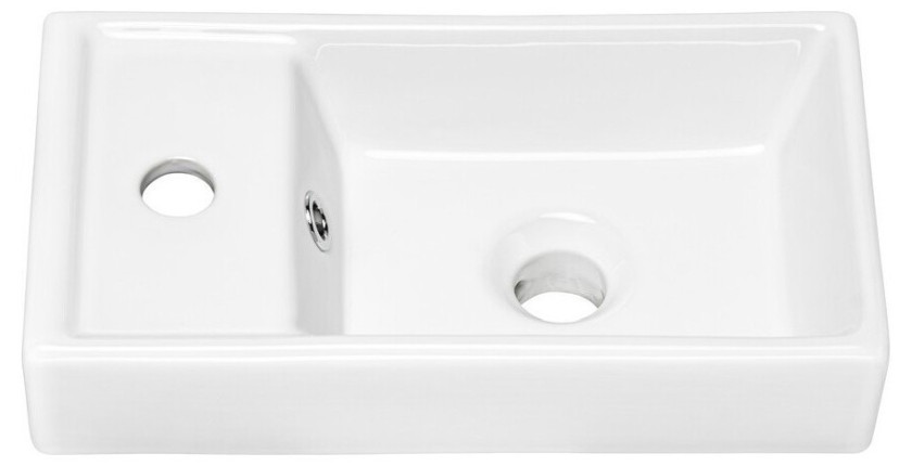 Vasque à encastrer CITY 40 cm compacte céramique blanc brillant design doux