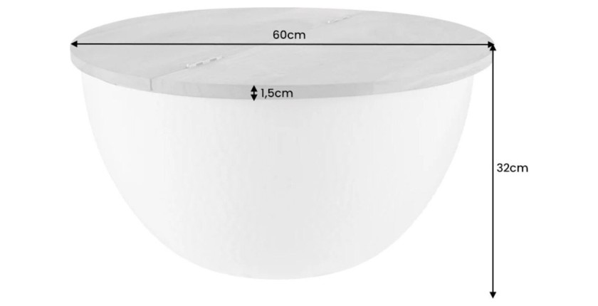 Table basse TRIANE argentée et bois 60cm dimensions