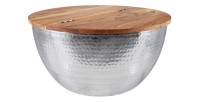 Table basse TRIANE argentée et bois 60cm