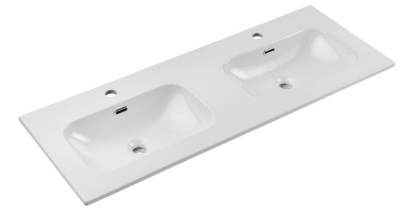 Vasque à encastrer LARGO 120 cm double vasque céramique blanc brillant design