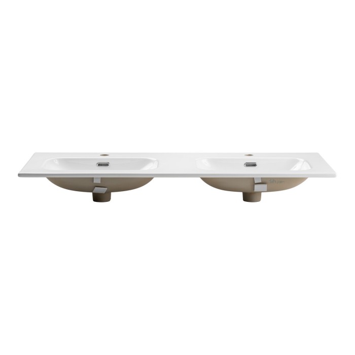Lavabo da incasso LARGO 120 cm doppio lavabo ceramica bianco lucido design