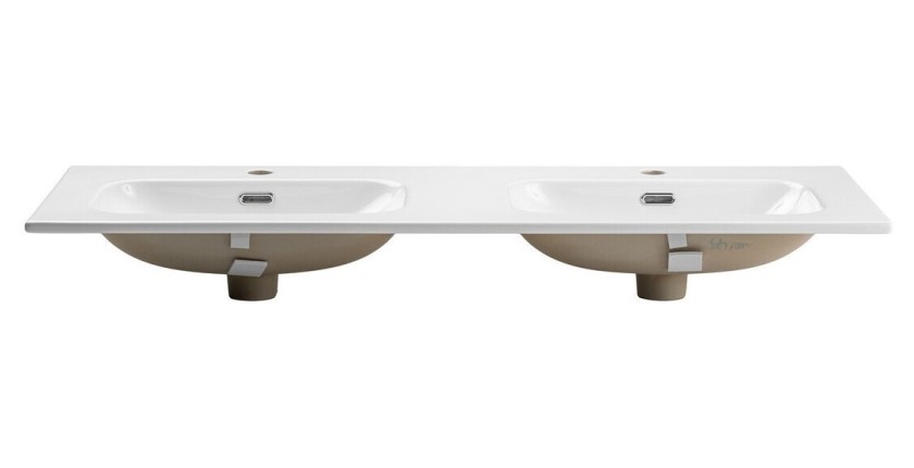 Vasque à encastrer LARGO 120 cm double vasque céramique blanc brillant design