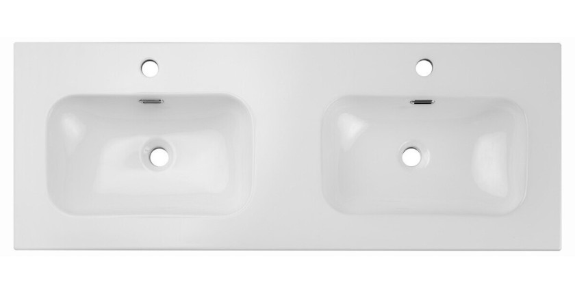 Vasque à encastrer LARGO 120 cm double vasque céramique blanc brillant design