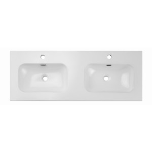 Vasque à encastrer LARGO 120 cm double vasque céramique blanc brillant design