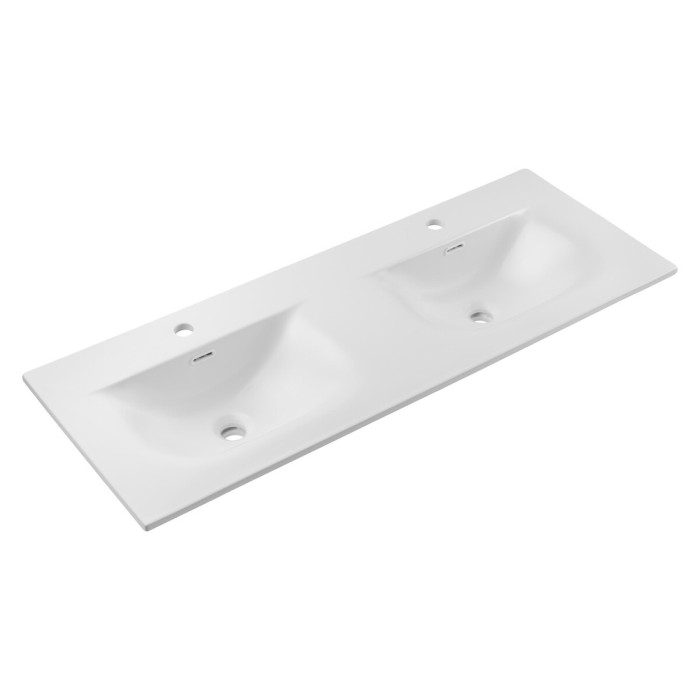 Inbouwwastafel VELOA 120 cm dubbele wastafel keramiek glanzend wit design