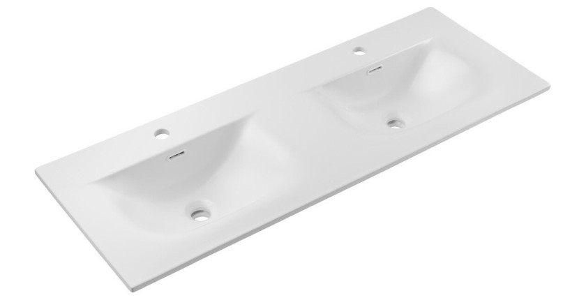 Vasque à encastrer VELOA 120 cm double vasque céramique blanc brillant design