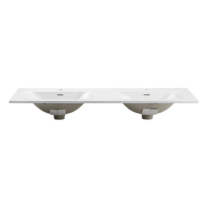 Inbouwwastafel VELOA 120 cm dubbele wastafel keramiek glanzend wit design
