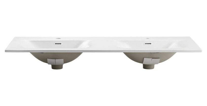 Vasque à encastrer VELOA 120 cm double vasque céramique blanc brillant design