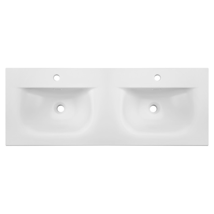 Inbouwwastafel VELOA 120 cm dubbele wastafel keramiek glanzend wit design