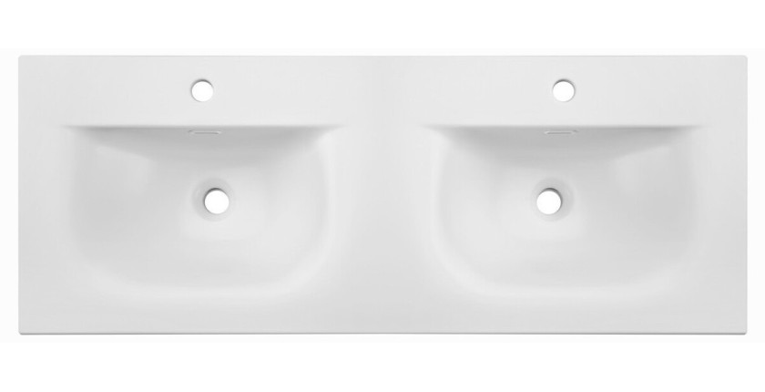 Vasque à encastrer VELOA 120 cm double vasque céramique blanc brillant design