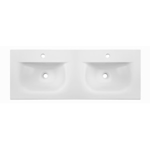 Vasque à encastrer VELOA 120 cm double vasque céramique blanc brillant design