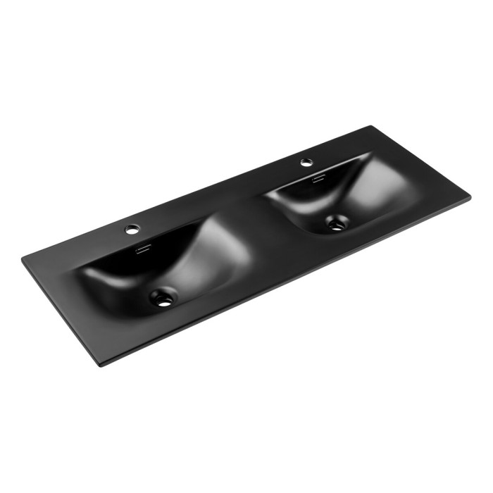Lavabo incasso VELOA 120 cm doppio lavabo ceramica nero opaco design