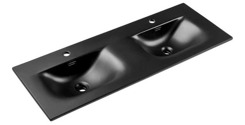 Vasque à encastrer VELOA 120 cm double vasque céramique noir mat design