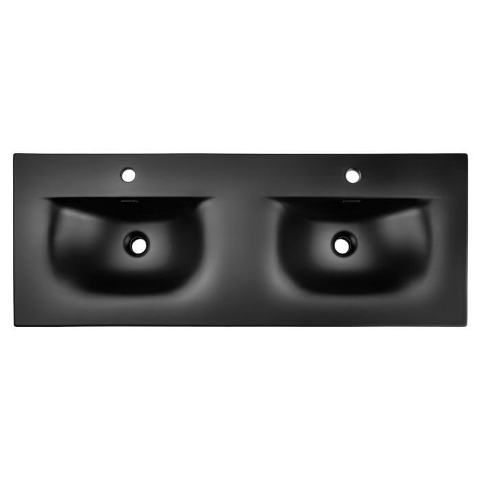 Lavabo incasso VELOA 120 cm doppio lavabo ceramica nero opaco design