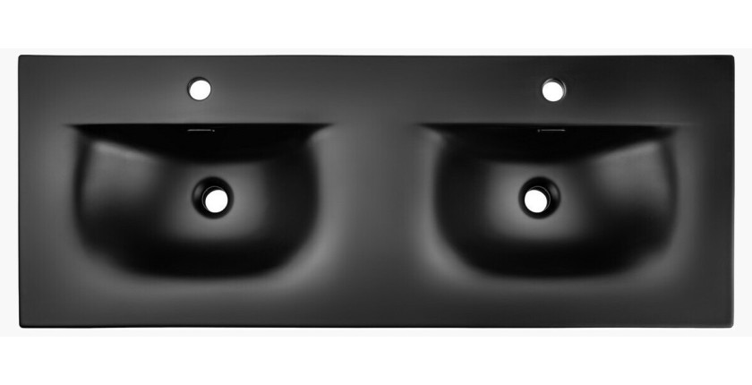 Vasque à encastrer VELOA 120 cm double vasque céramique noir mat design