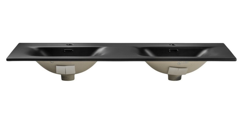 Vasque à encastrer VELOA 120 cm double vasque céramique noir mat design