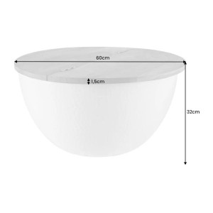 Table basse ronde TRIANE 60cm blanche et bois dimensions