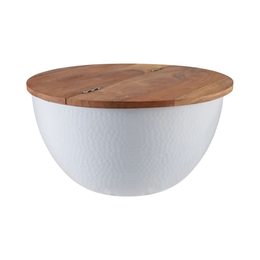 Table basse ronde TRIANE 60cm blanche et bois