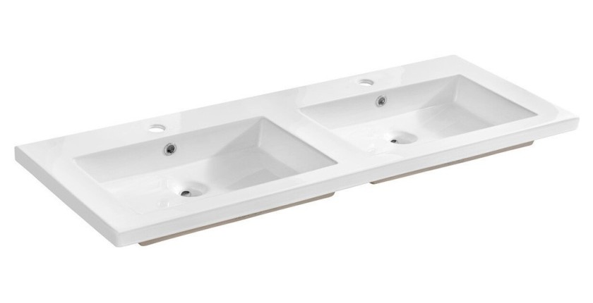 Vasque à encastrer ELIO 120 cm double vasque céramique blanc brillant design