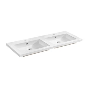 Vasque à encastrer ELIO 120 cm double vasque céramique blanc brillant design