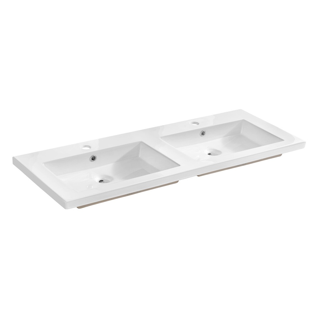 Vasque à encastrer ELIO 120 cm double vasque céramique blanc brillant design