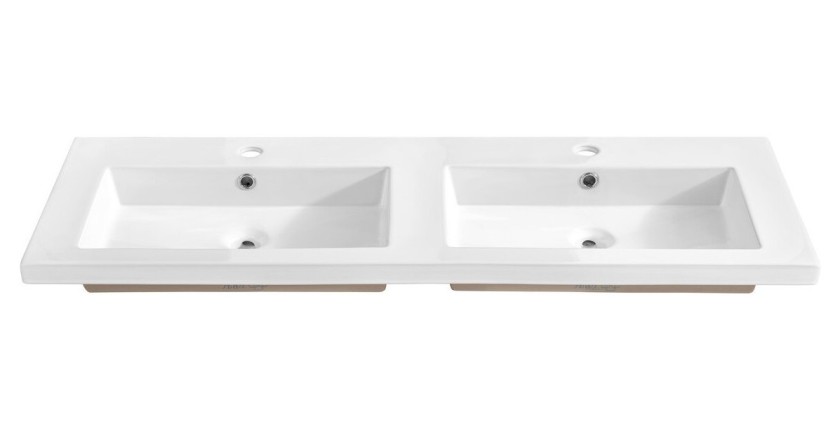 Vasque à encastrer ELIO 120 cm double vasque céramique blanc brillant design