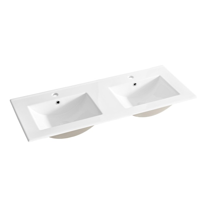 Vasque à encastrer AXIS 120 cm double vasque céramique blanc brillant design
