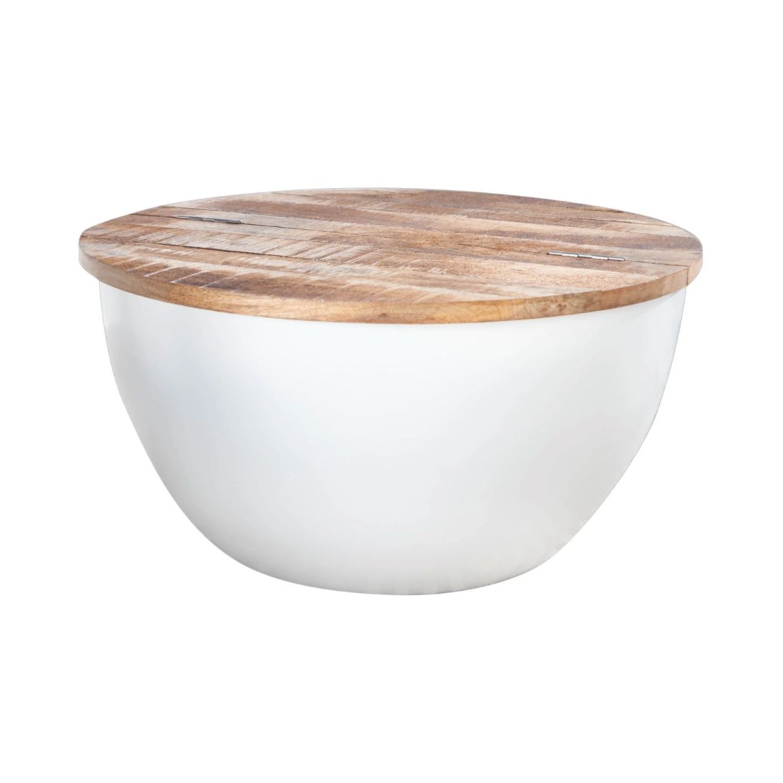 Table basse TRIANE blanche et bois ronde 70cm
