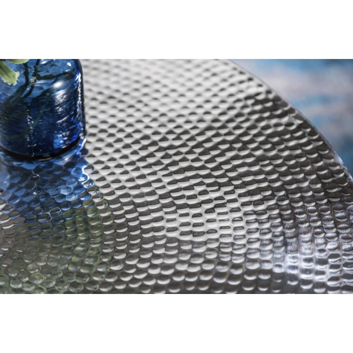 Beistelltisch TRIANE 70 cm Silber gehämmert – Glänzendes Aluminium mit Hammerschlag-Effekt