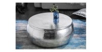 Table basse TRIANE ronde 70cm argentée vue de face