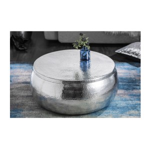 Table basse TRIANE ronde 70cm argentée vue de face