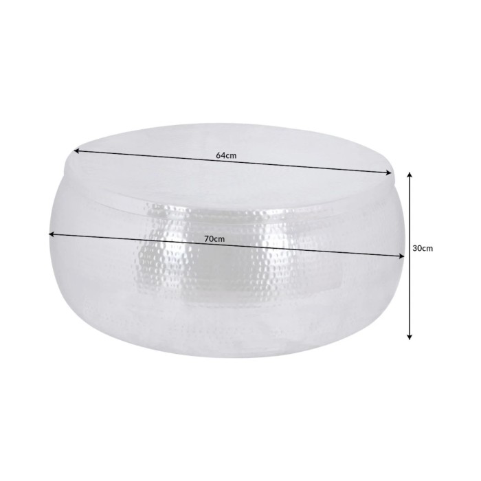 Beistelltisch TRIANE 70 cm Silber gehämmert – Glänzendes Aluminium mit Hammerschlag-Effekt