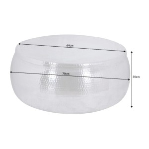 Table basse TRIANE ronde 70cm argentée dimensions