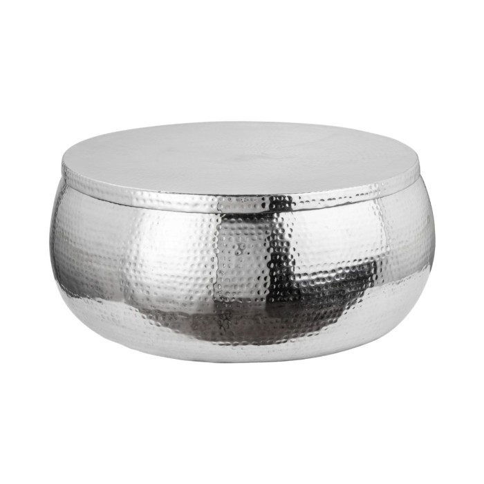 Beistelltisch TRIANE 70 cm Silber gehämmert – Glänzendes Aluminium mit Hammerschlag-Effekt