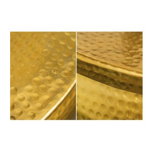 Zoom sur les détails de la table basse TRIANE dorée 70cm ronde