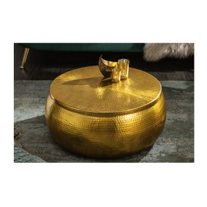 Table basse TRIANE dorée 70cm ronde vue de haut