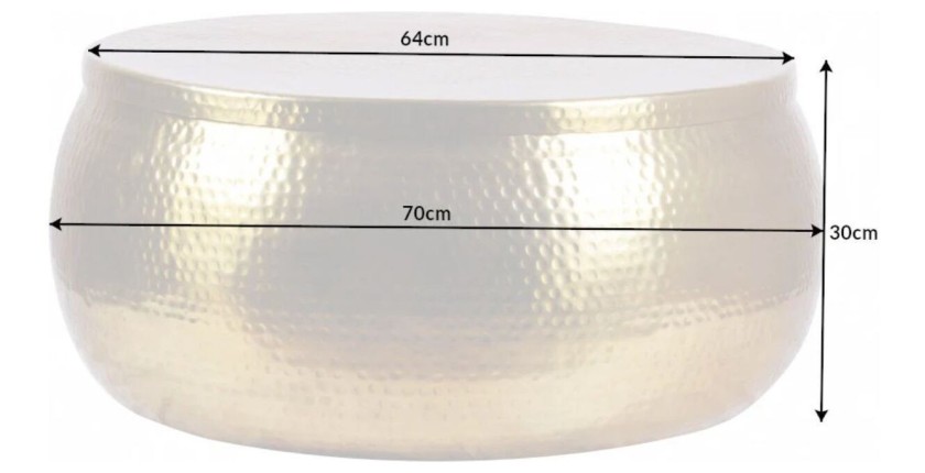 Table basse TRIANE dorée 70cm ronde dimensions