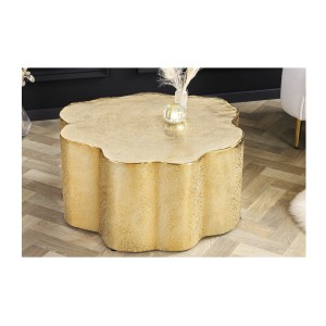 Table basse TRIANE dorée asymétrique vue de haut