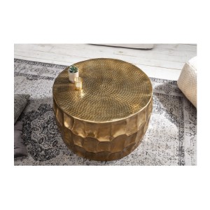 Table basse TRIANE ronde dorée 70cm vue de haut